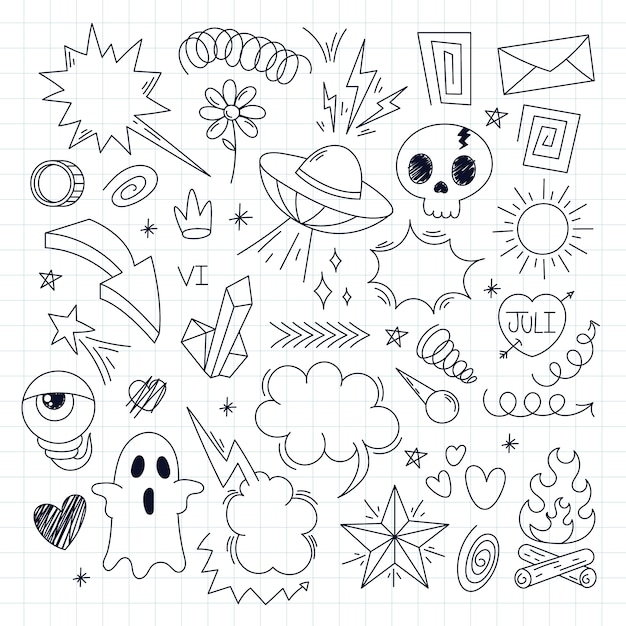 Handgezeichneter Scribble-Elementsatz