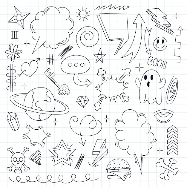 Handgezeichneter Scribble-Elementsatz