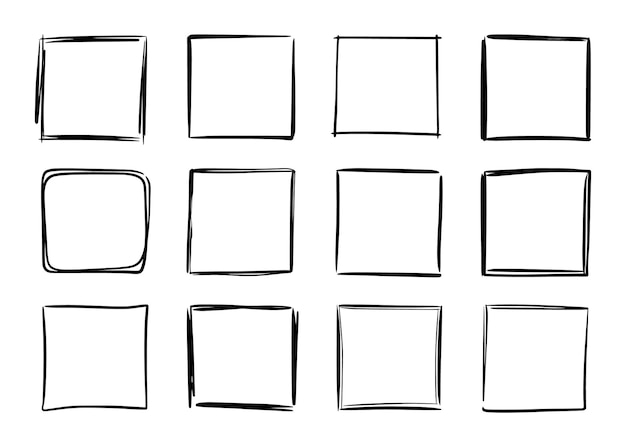 Vektor handgezeichneter skizzenrahmenvektor einfaches zeichnen rechteck bleistiftrahmen randform handgezeichnetes zeichnen