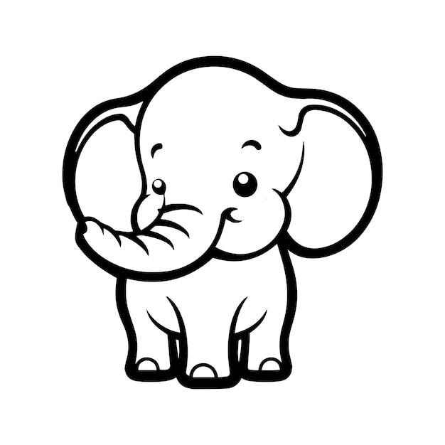 Handgezeichneter süßer Elefant im Doodle-Stil