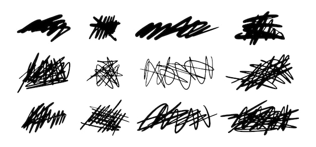 Handgezeichneter Tangle Scrawl-Sketch Doodle Abstraktes Schreibchaos Isoliert auf weißem Hintergrund