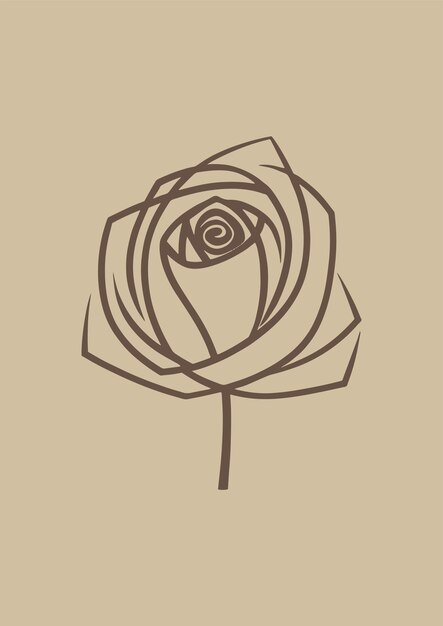 Handgezeichneter umriss einer einzelnen rose