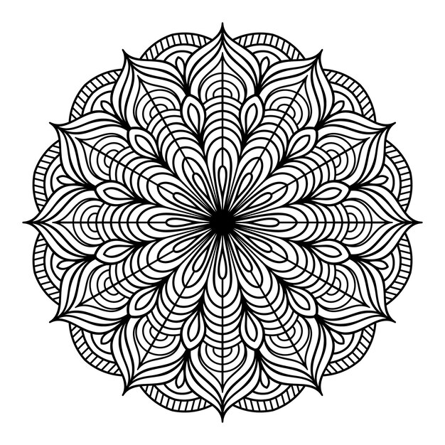 Handgezeichneter umrissener floraler mandala-mustervektor zum ausmalen von seiten, mandala-malvorlagen