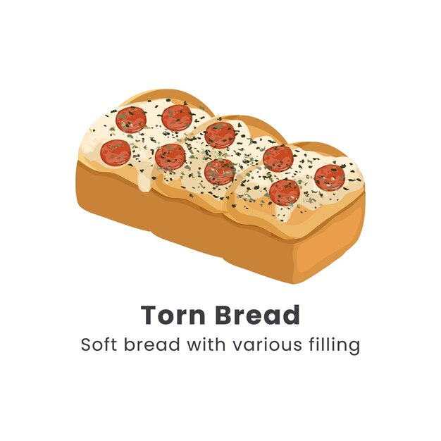 Handgezeichneter Vektor-Illustrator von Roti sobek oder Torn Bread oder Roti kasur