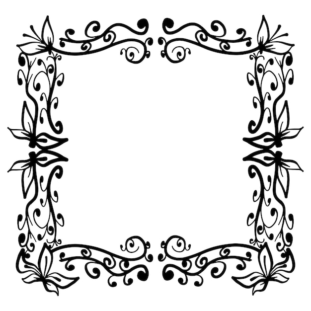 Handgezeichneter Vintage-Rahmen mit Blumenornamenten