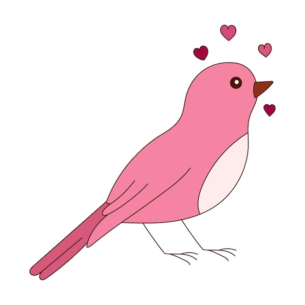 Handgezeichneter Vogel mit Herzen zum Valentinstag Designelemente für Poster, Grußkarten, Banner und Einladungen