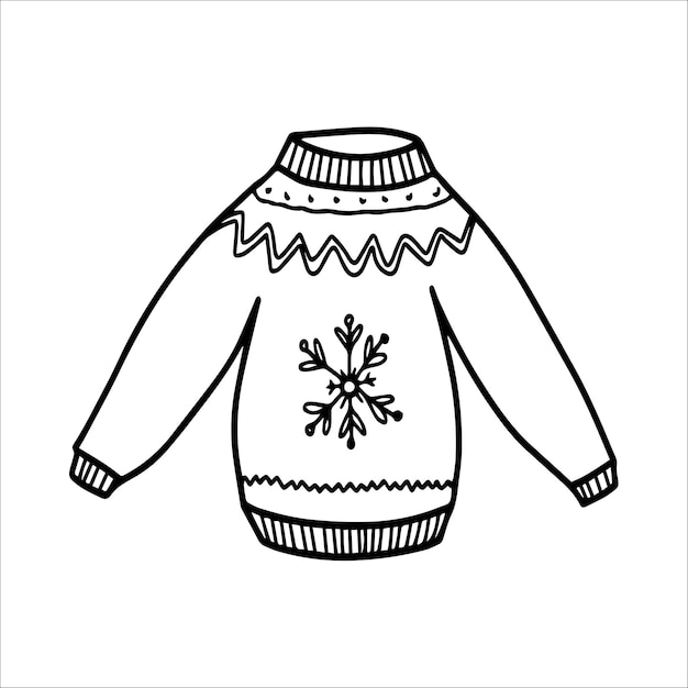 Vektor handgezeichneter warmer strickpullover doodle-vektorillustration