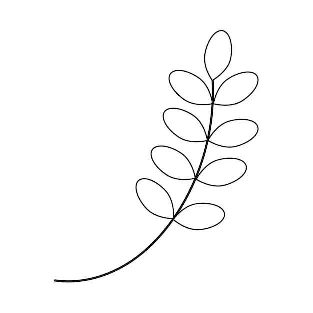 Handgezeichneter Zweig im Linienkunst-Doodle-Stil Botanisches dekoratives Element