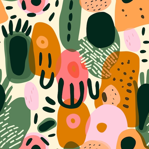 Handgezeichnetes abstraktes Doodle-Muster im flachen Design des Vektors