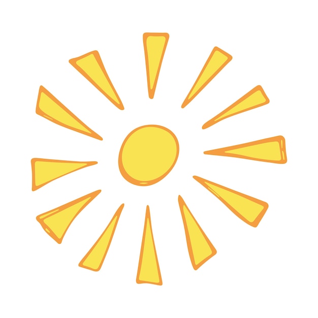 Handgezeichnetes abstraktes Sonnensymbol Sommergekritzel Einzelnes Vektorelement für Design