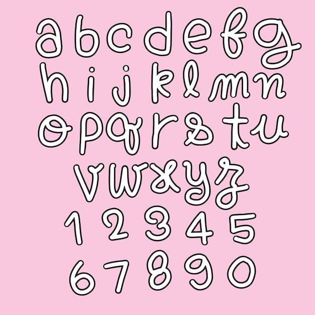 Handgezeichnetes alphabet auf hintergrund isoliert pinsel gemalte buchstaben dekorative künstlerische schriftart