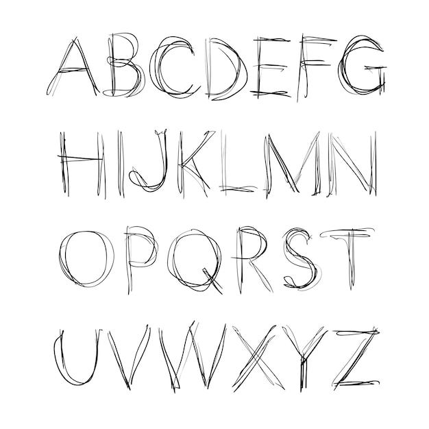 Handgezeichnetes alphabet vektor-set von buchstaben