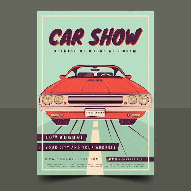 Vektor handgezeichnetes autoshow-poster