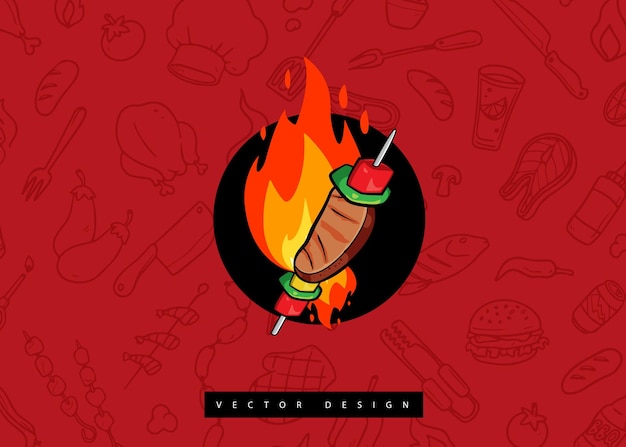 Vektor handgezeichnetes bbq-element-design für das logo-design von pro vector