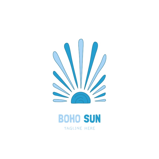 Vektor handgezeichnetes boho-sonnenlogo-design