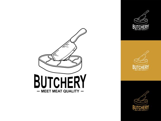 Vektor handgezeichnetes butcher-logo-design.