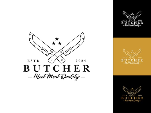 Vektor handgezeichnetes butcher-logo-design.