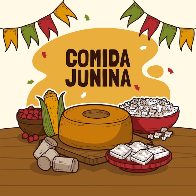 Handgezeichnetes comida junina-Element