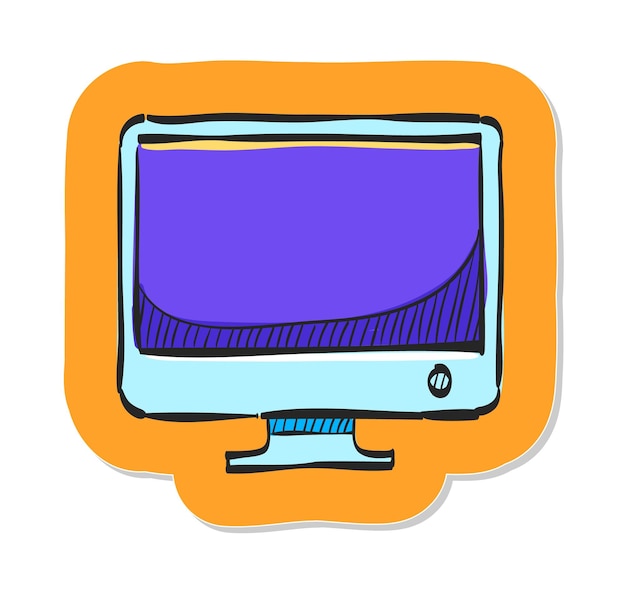 Handgezeichnetes Desktop-Computer-Symbol in Aufkleber-Stil-Vektorillustration