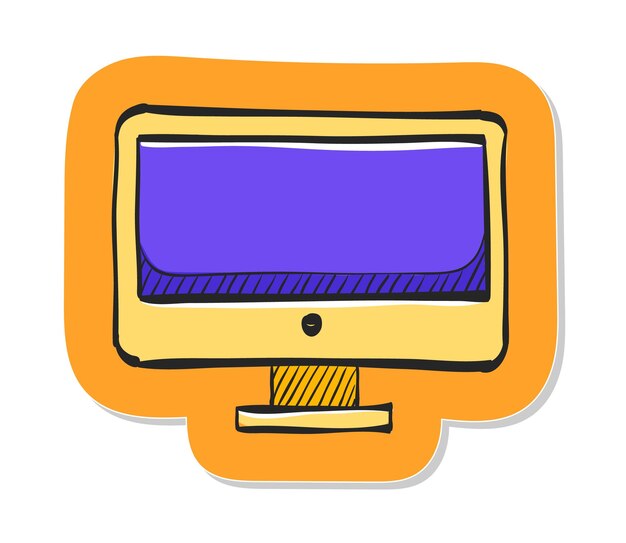 Handgezeichnetes Desktop-Computer-Symbol in Aufkleber-Stil-Vektorillustration