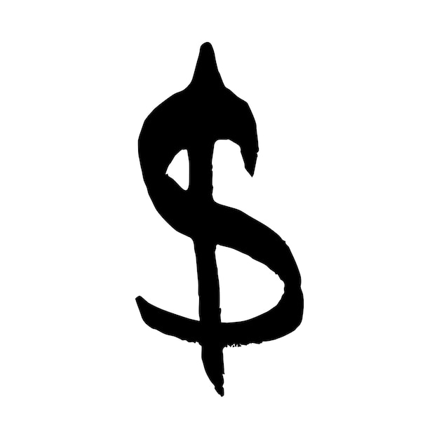 Handgezeichnetes Dollar-Währungssymbol Pinselstreich-Doodle Einziges Element für das Design