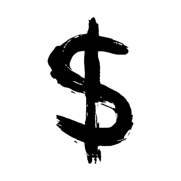 Handgezeichnetes Dollar-Währungssymbol Pinselstreich-Doodle Einziges Element für das Design
