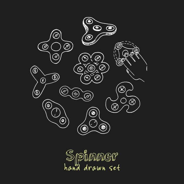 Handgezeichnetes Doodle-Set des Spinners