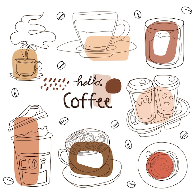 Vektor handgezeichnetes doodle-set im kaffeehaus vektorillustration
