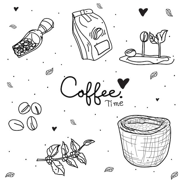 Vektor handgezeichnetes doodle-set im kaffeehaus vektorillustration