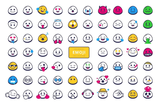 Handgezeichnetes emoji-zeichensammlungs-vektordesign