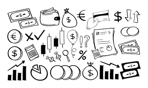 Vektor handgezeichnetes finanz- oder geldsymbol