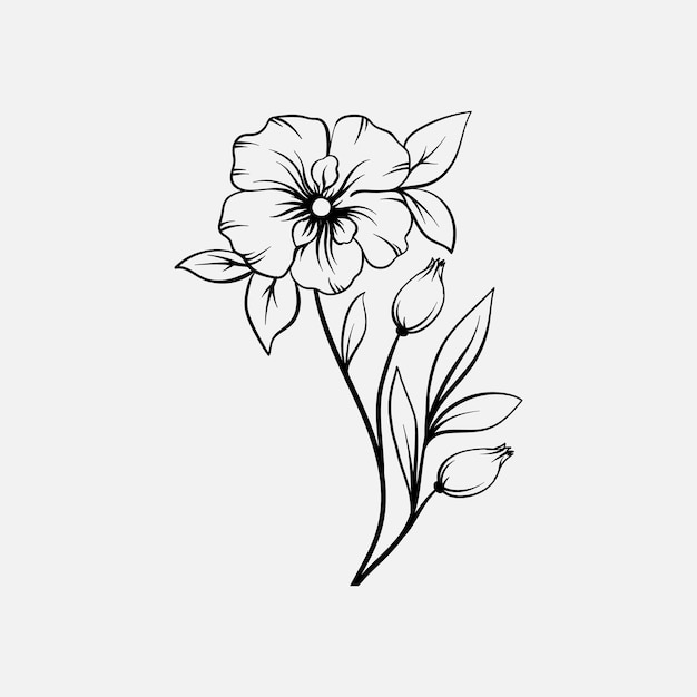 Handgezeichnetes flaches Design einfacher Blumenumriss
