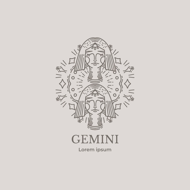 Handgezeichnetes flaches design-gemini-logo