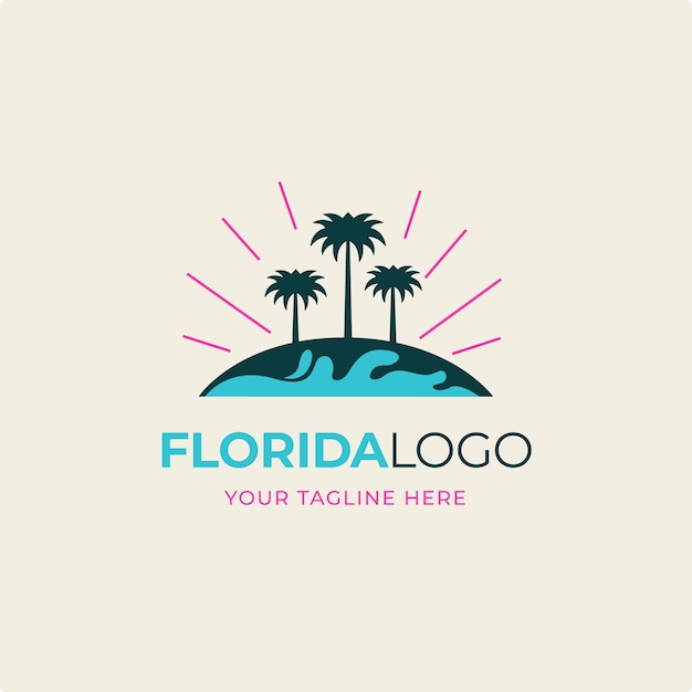 Handgezeichnetes florida-logo mit flachem design