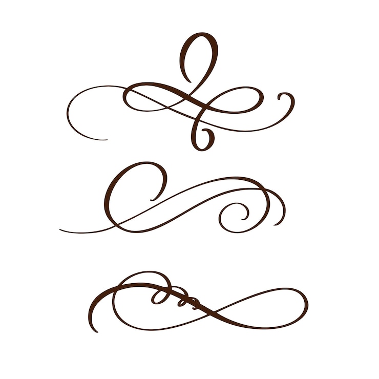 Vektor handgezeichnetes flourish-trennzeichen kalligrafie-elemente vektorillustration