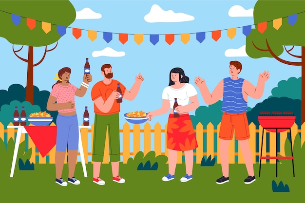 Handgezeichnetes Gartenparty-Illustrationsdesign