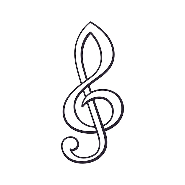 Vektor handgezeichnetes gekritzel des violinschlüssels musiksymbol vektor-illustration