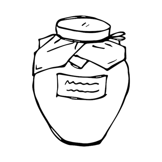 Handgezeichnetes glas mit marmelade oder honig clipart gesundes natürliches bio-produkt-doodle