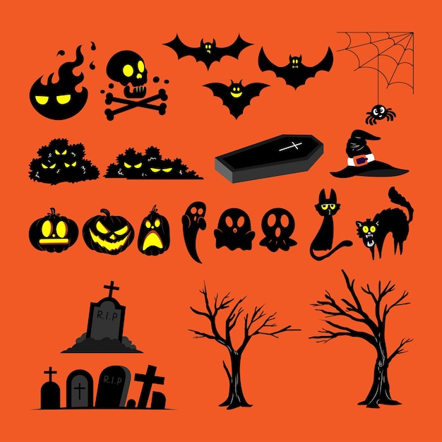 Handgezeichnetes halloween-element-set