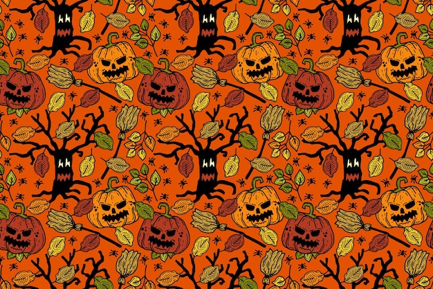 Vektor handgezeichnetes halloween-musterdesign