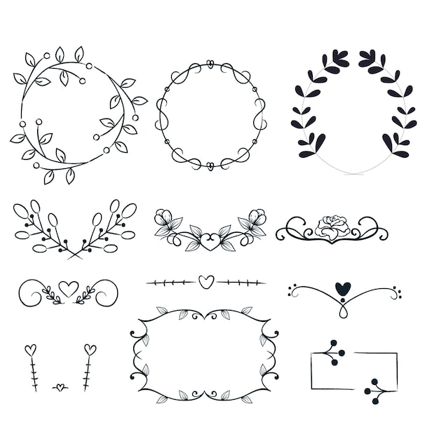 Handgezeichnetes Hochzeitsalbum Schmuck schwarzer Vektor