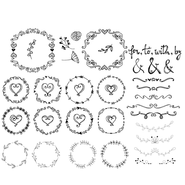 Handgezeichnetes Hochzeitsalbum Schmuck schwarzer Vektor