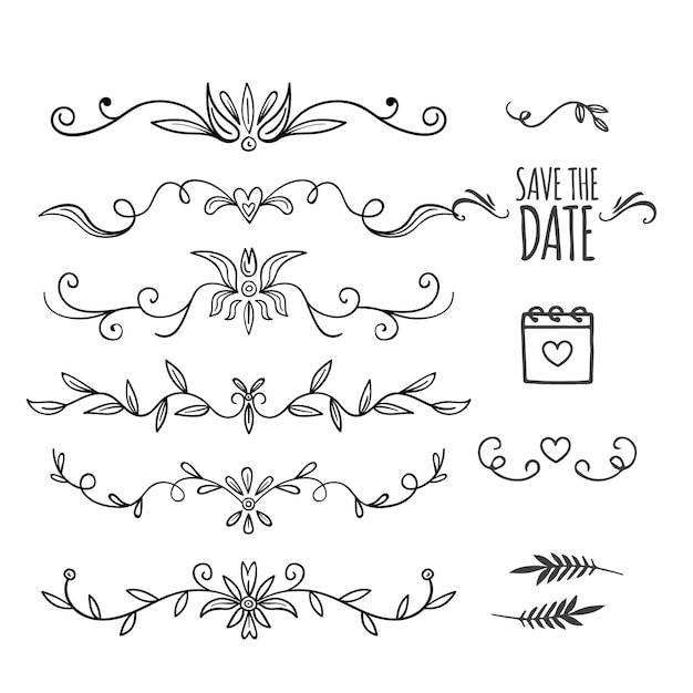 Handgezeichnetes Hochzeitsalbum Schmuck schwarzer Vektor