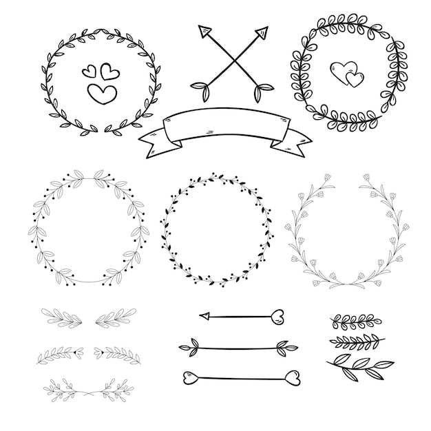 Handgezeichnetes Hochzeitsalbum Schmuck schwarzer Vektor