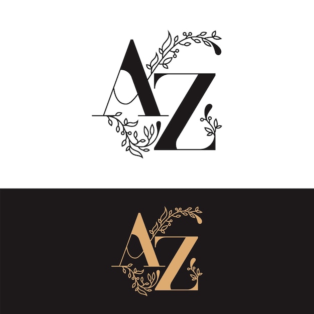 Vektor handgezeichnetes hochzeitsmonogramm az-logo