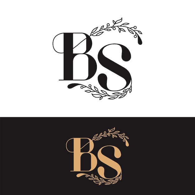 Handgezeichnetes hochzeitsmonogramm bs-logo