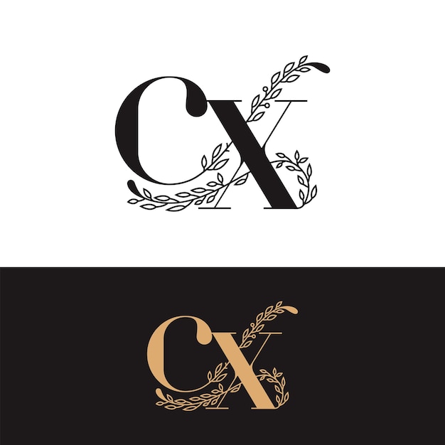 Vektor handgezeichnetes hochzeitsmonogramm cx-logo