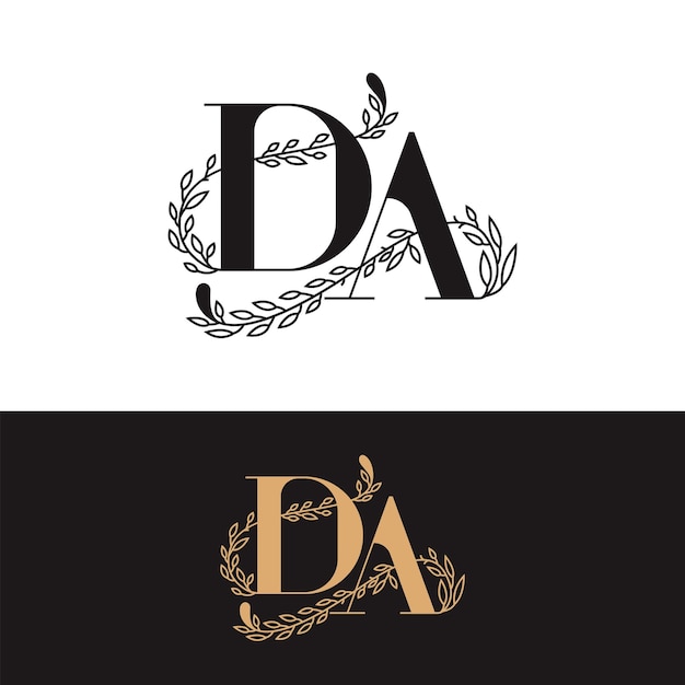 Vektor handgezeichnetes hochzeitsmonogramm da-logo