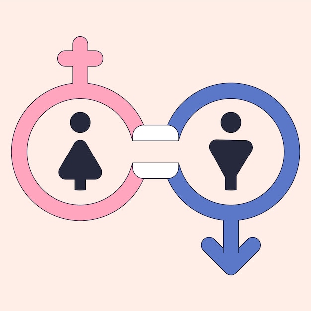 Vektor handgezeichnetes ikon oder symbol für die gleichstellung der geschlechter