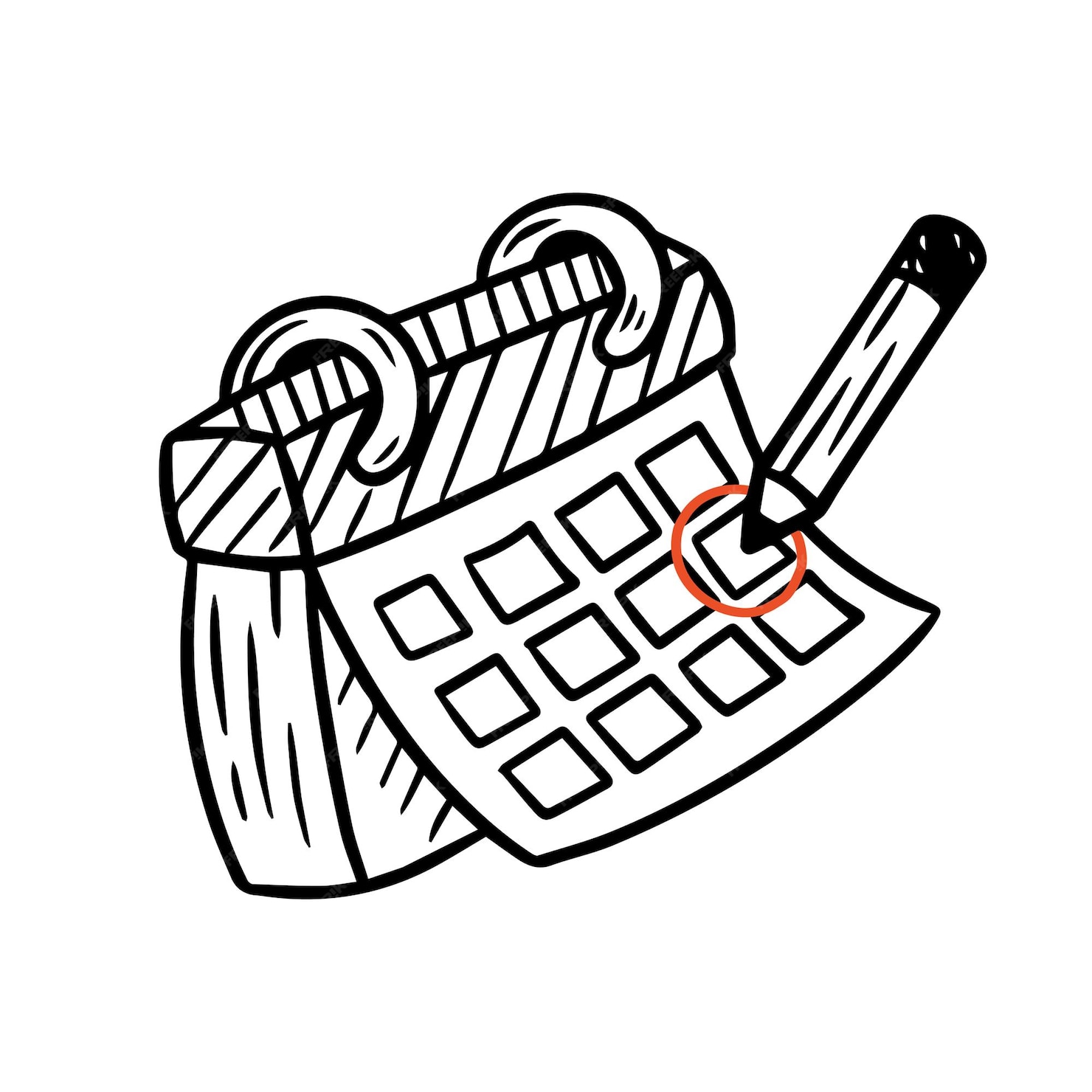 Handgezeichnetes kalender-doodle-vektorsymbol. isoliert zeichnung 